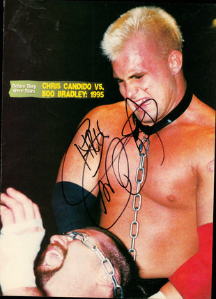 Ric Flair & Chris Candido dual signed double-sided Magazine Page