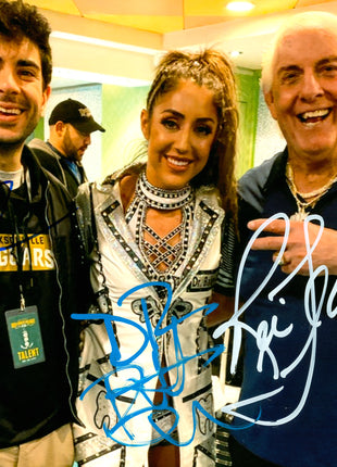 Ric Flair, Britt Baker & Tony Kahn triple signed 8x10 Photo (w/ JSA)