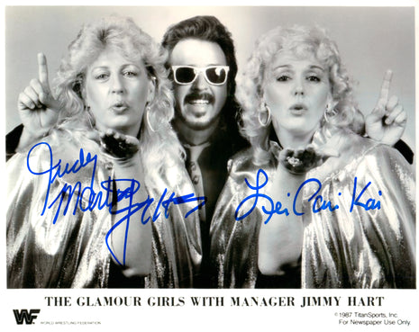 Judy Martin, Leilani Kai & Jimmy Hart triple signed 8x10 Photo