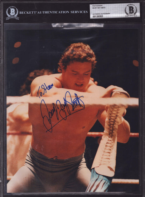 Davey Boy Smith signed 8x10 Photo (Encapsulated w/ Beckett)