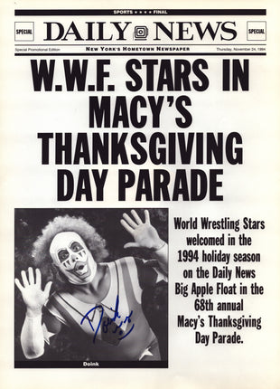 Doink signed 1994 NYC Macys Day Parade Poster