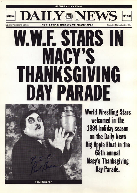 Paul Bearer signed 1994 NYC Macys Day Parade Poster (RIP)