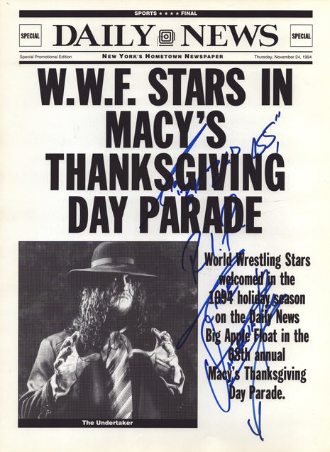 The Undertaker signed 1994 NYC Macys Day Parade Poster (The Bad Ass)