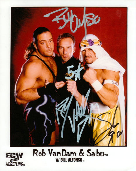 Rob Van Dam, Sabu & Bill Alfonso triple signed 8x10 Photo