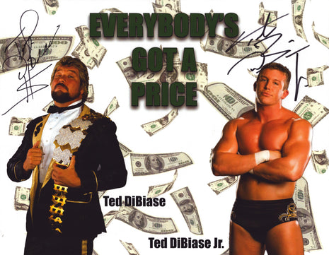 Ted DiBiase & Ted DiBiase Jr dual signed 11x14 Photo