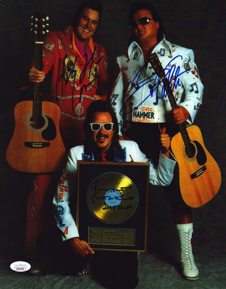 Greg Valentine, Jimmy Hart & Honky Tonk Man triple signed 11x14 Photo (w/ JSA)