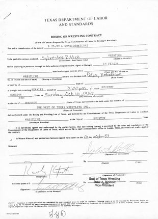 Junkyard Dog (Sylvester Ritter) signed Contract (w/ JSA)