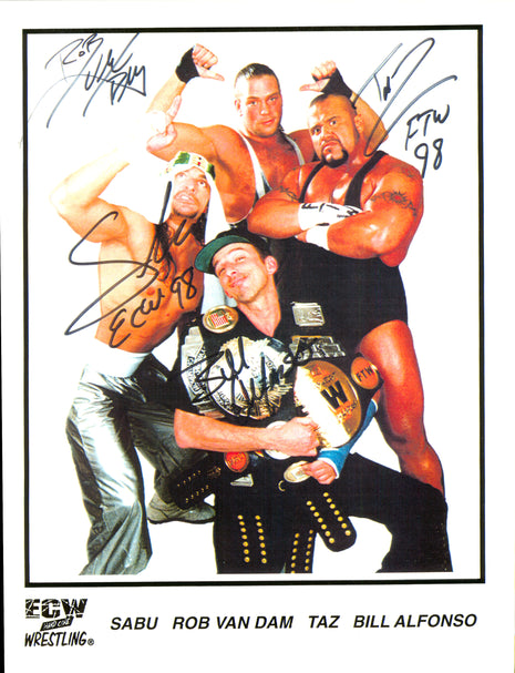 Rob Van Dam, Sabu, Taz & Bill Alfonso multi-signed 8x10 Photo