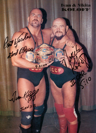 Ivan Koloff et Nikita Koloff, photo 8x10 signée en double