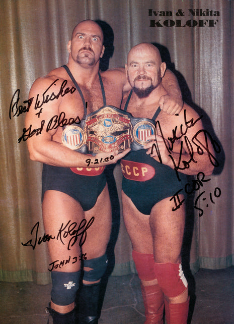 Ivan Koloff & Nikita Koloff dual signed 8x10 Photo