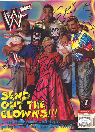 Luna Vachon, Golga (John Tenta), Insane Clown Posse, Kurrgan & Giant Silva multi signed WWF Magazine December 1998 (w/ JSA)