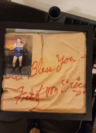 Kerry Von Erich, Kevin Von Erich, Fritz Von Erich & Mike Von Erich signed & framed T-Shirts