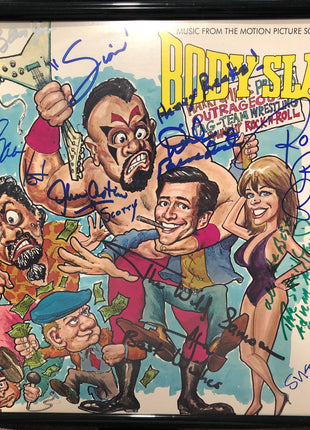 Bodyslam Movie Soundtrack record signed by 9 wrestlers!