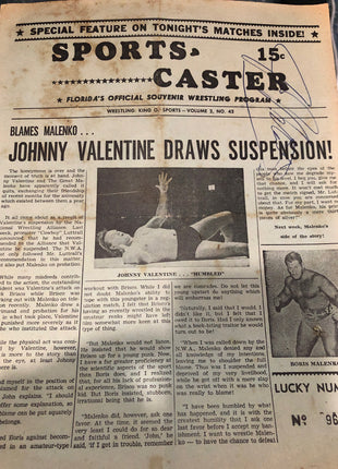 Johnny Valentine signed Florida Wrestling Program from 70's