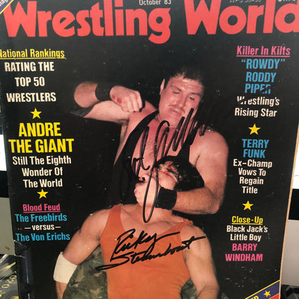Ricky Steamboat & Sgt Slaughter signed Wrestling World Magazine (October 1983)