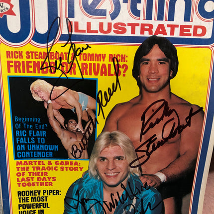 Ric Flair, Butch Reed, Tommy Rich & Ricky Steamboat signed Pro Wrestling Illustrated Magazine (August 1982)
