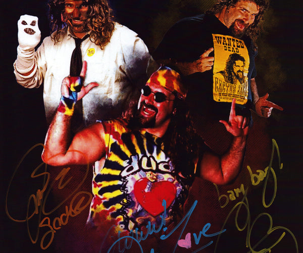 Cactus Jack, Dude Love & Mankind triple signed 11x14 Photo – Signed By  Superstars