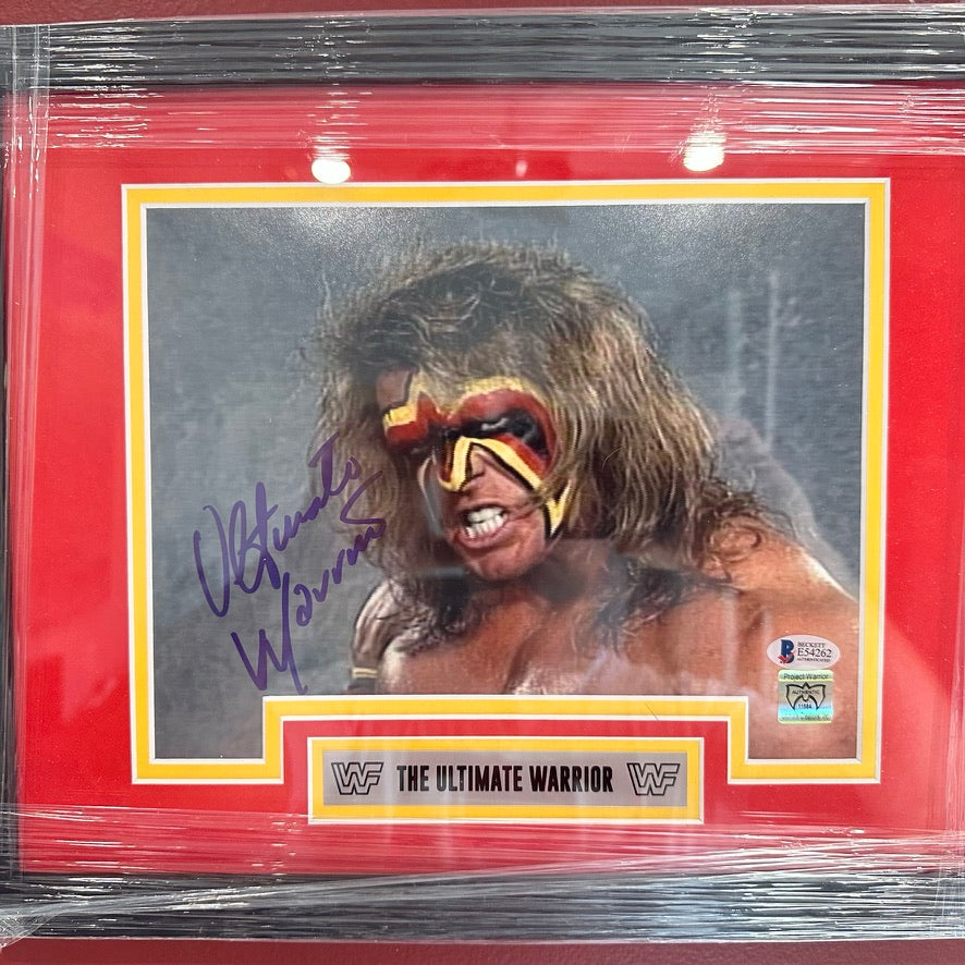 Ultimate Warrior signed Photo Framed (w/ Beckett & Warrior COA