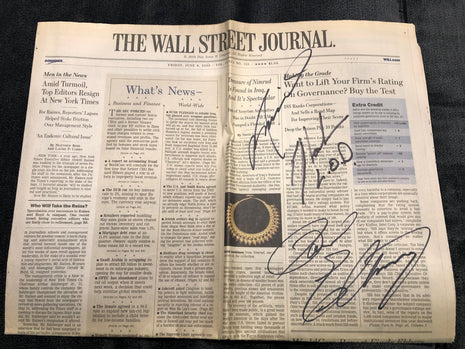 Animal, Hawk & Paul Ellering triple signed Wall Street Journal