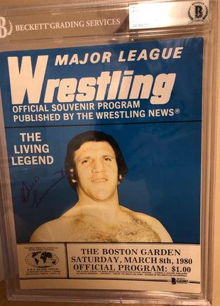 Bruno Sammartino signed Major League Wrestling Program (Encapsulated w/ Beckett)