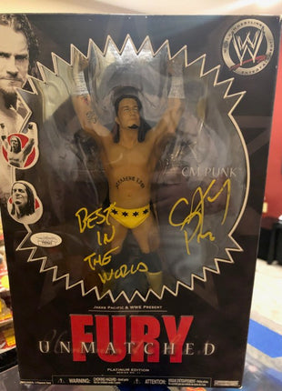 CM Punk signed WWE Unmatched Fury Action Figure (w/ JSA)