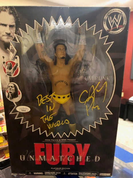 CM Punk signed WWE Unmatched Fury Action Figure (w/ JSA)