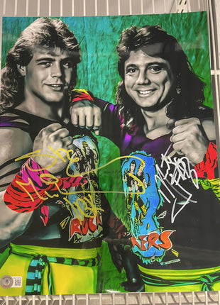 Shawn Michaels & Marty Jannetty dual signed Metallic 11x14 Photo #2 (w/ Beckett)