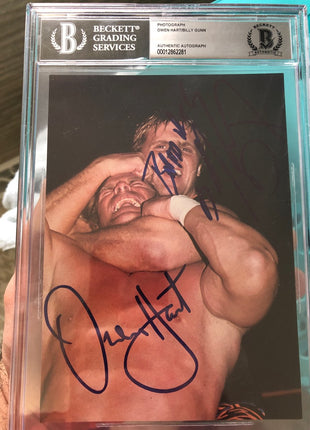 Owen Hart & Billy Gunn dual signed 5x7 Photo (Encapsulated w/ JSA & Beckett)