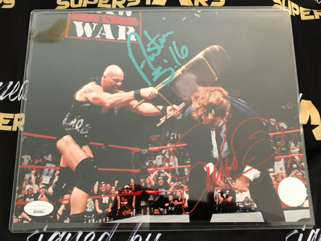 Steve Austin & Mick Foley dual signed 8x10 Photo (w/ JSA)