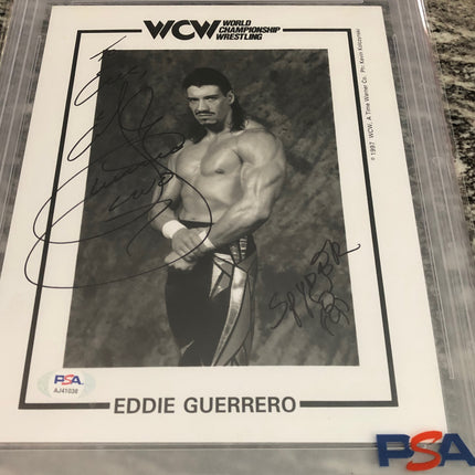 Eddie Guerrero signed 8x10 Photo (Encapsulated w/ PSA-DNA)