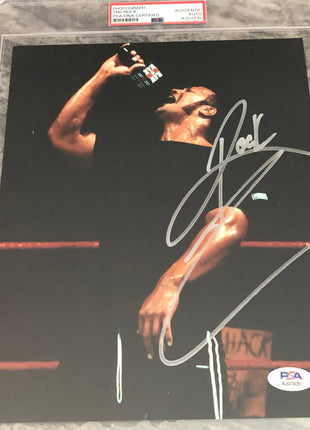 The Rock signed 8x10 Photo (Encapsulated w/ PSA-DNA)