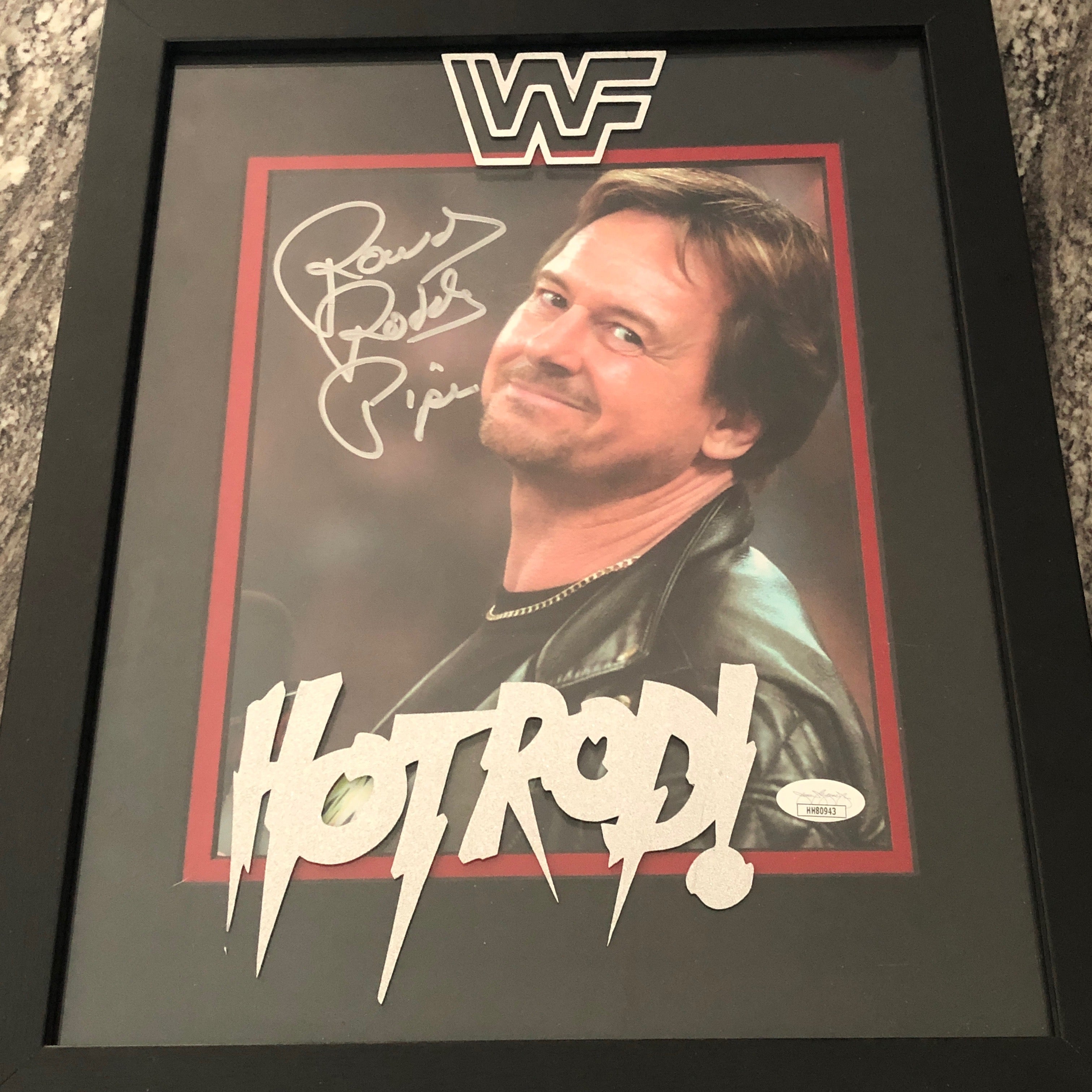Rowdy Roddy Piper signed Photo (Framed w/ JSA) – Signed By Superstars