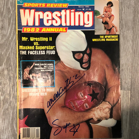 Mr Wrestling 2 & Masked Superstar dual signed Magazine