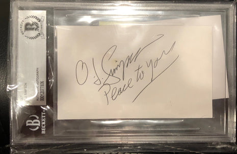 OJ Simpson signed 3x5 paper cut (w/ Beckett)