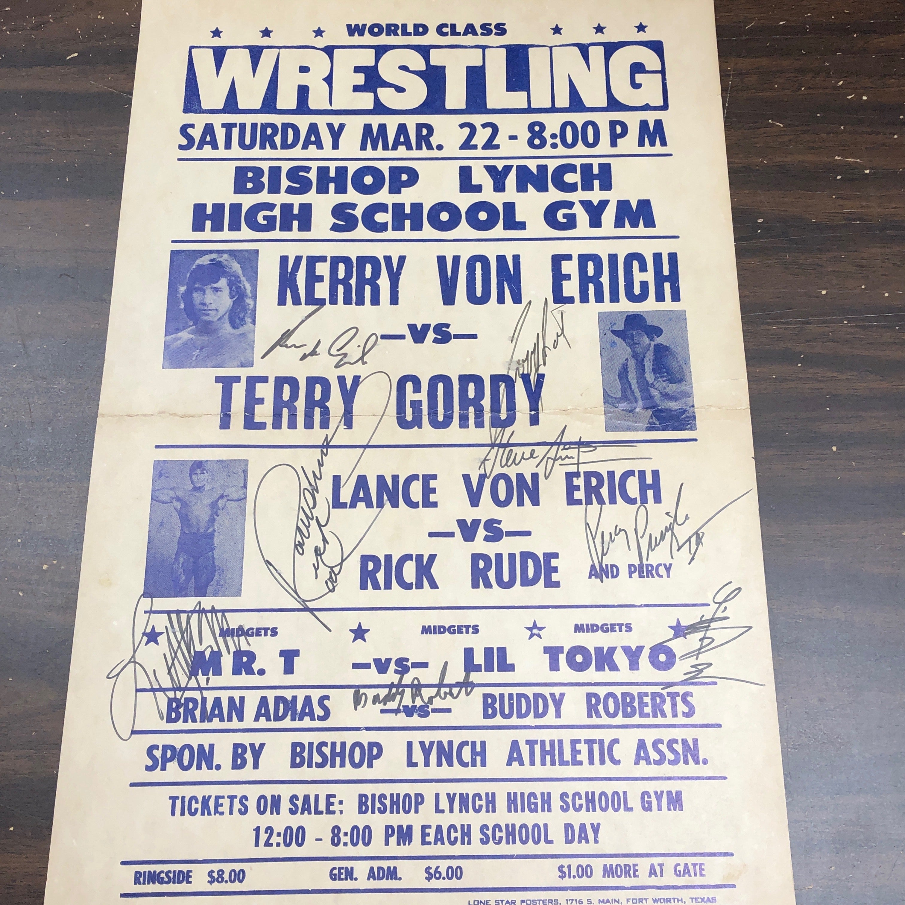 Multi-signed World Class Championship Wrestling Poster (7 signatures ...