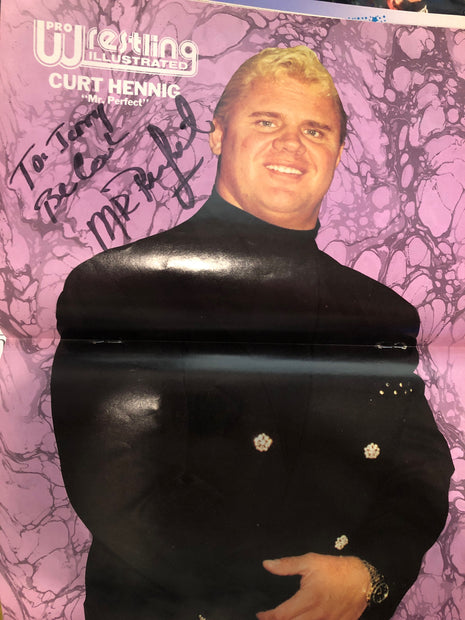 Curt Hennig signed Magazine Poster (w/ Beckett)