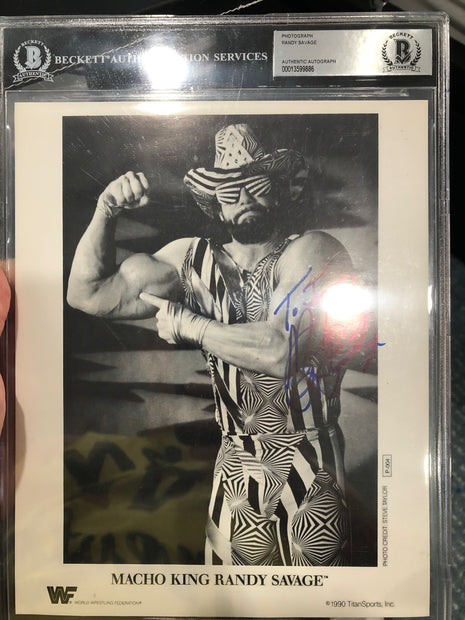 Macho Man Randy Savage signed 8x10 Photo (Encapsulated w/ Beckett)