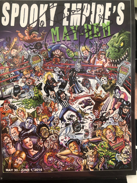 Rowdy Roddy Piper signed Spooky Empire's Mayhem Magazine (May 2014)