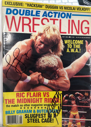 Butch Reed, Lex Luger & Demolition Smash signed Double Action Wrestling Magazine (May 1988)
