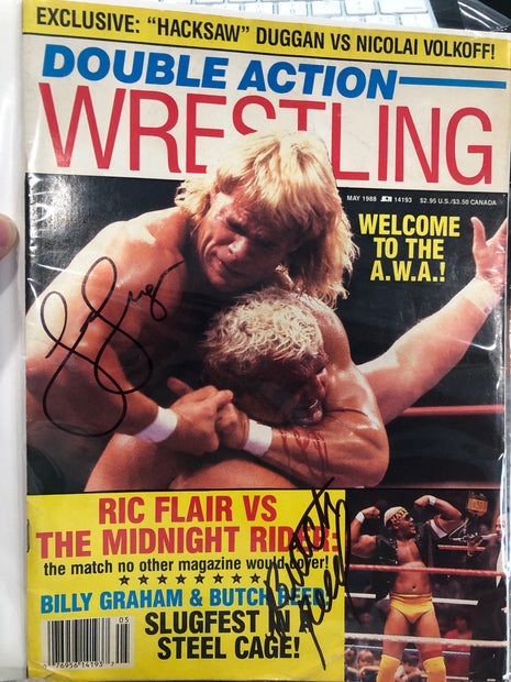 Butch Reed, Lex Luger & Demolition Smash signed Double Action Wrestling Magazine (May 1988)