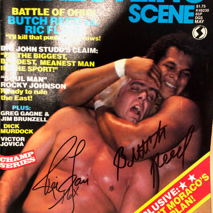 Ric Flair, Butch Reed & Bob Backlund signed Wrestling Scene Magazine