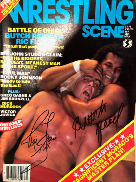 Ric Flair, Butch Reed & Bob Backlund signed Wrestling Scene Magazine