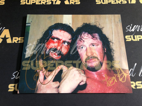 Cactus Jack & Terry Funk dual signed 8x10 Photo